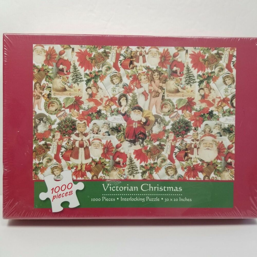Victorian Christmas 1000 Piece Interlocking Puzzle 30"x 20" Santa New Sealed